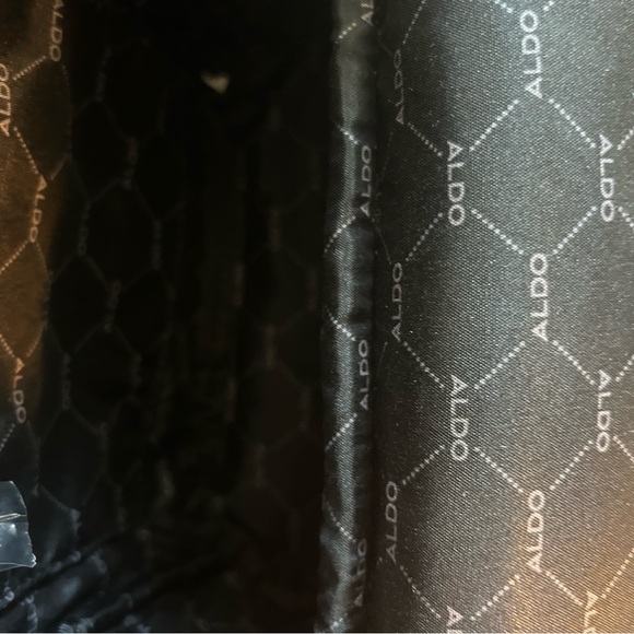 Aldo Women’s Black Sherpa Fleece Mini Backpack Adjustable Faux Leather Trim - Picture 4 of 8